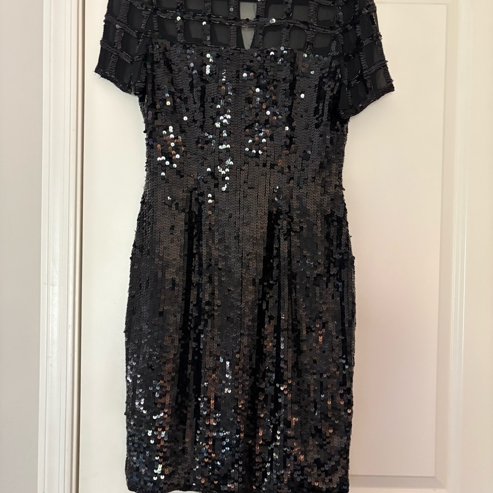 Vintage Elegant Black Sequin Mini Dress - Picture 3 of 15